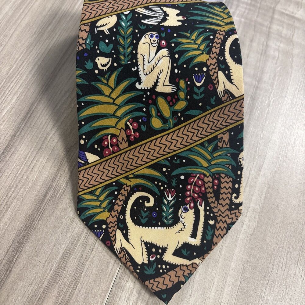 Vintage Bob Mackie Wearable Art 100% Silk Safari Tie